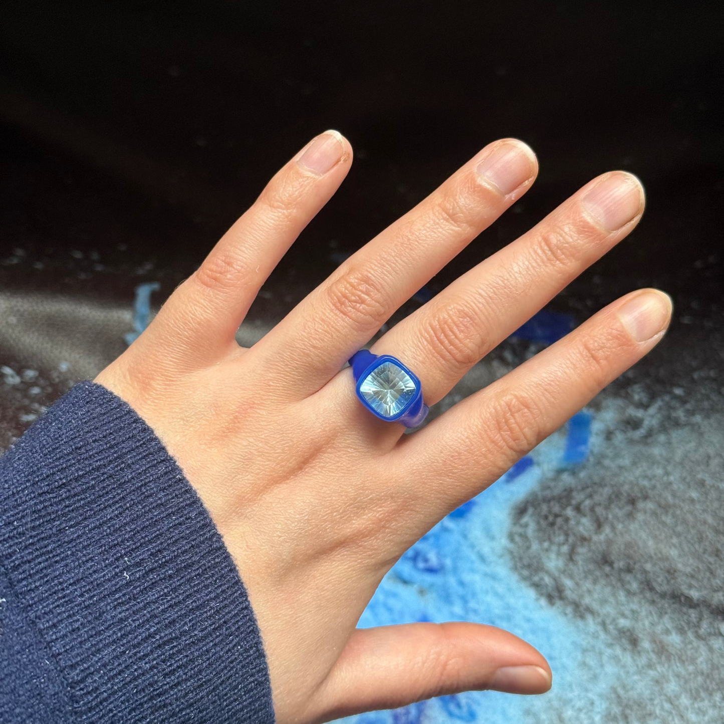 Topaz wave cocktail ring