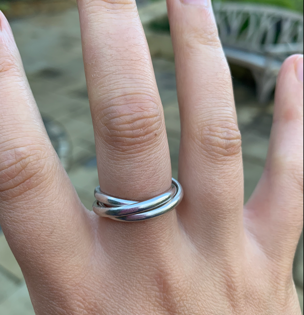 A sterling silver russian wedding ring.