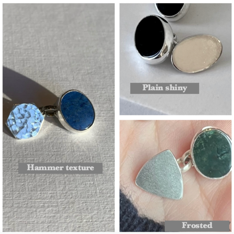 A diagram showing the different cufflink textures available.