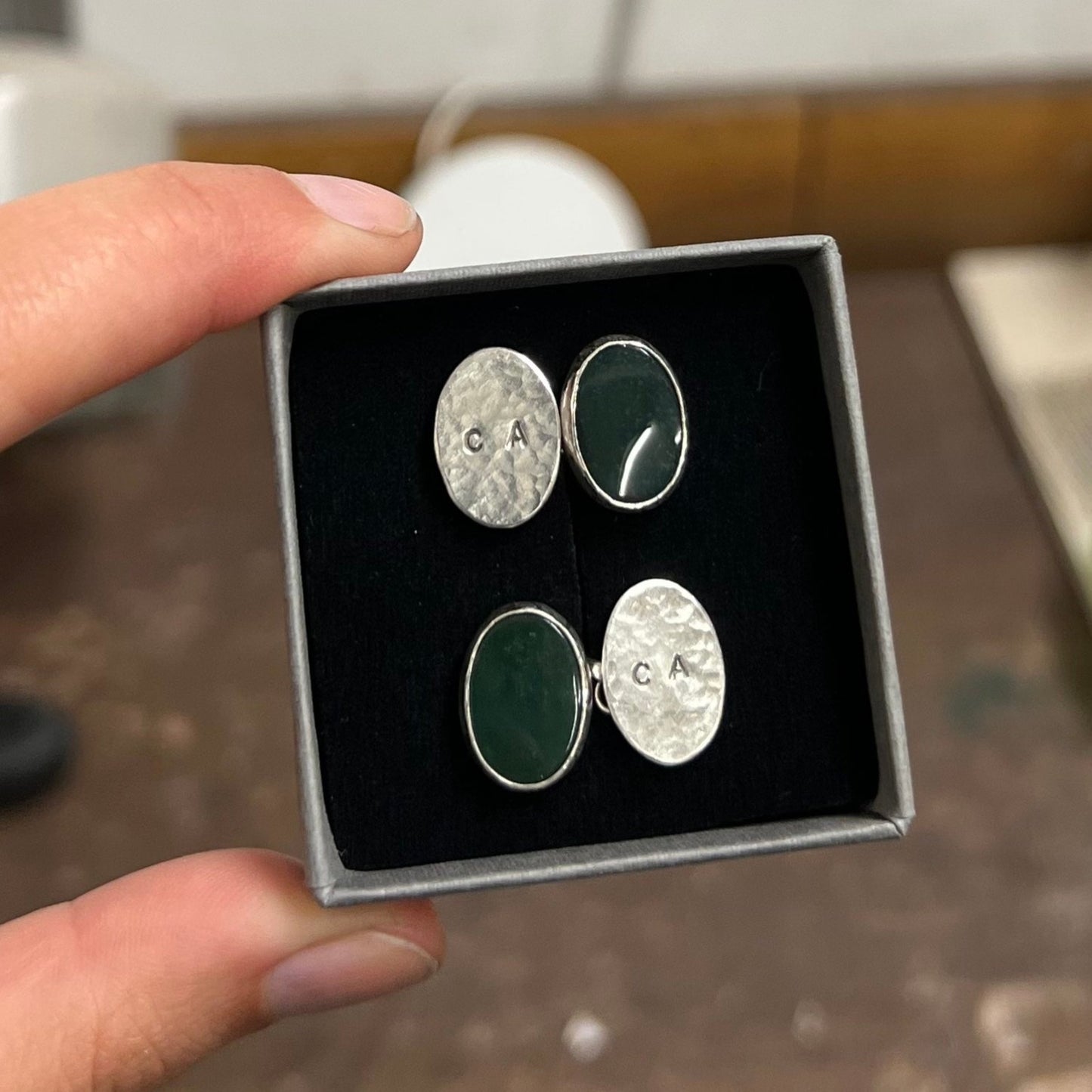Bespoke stone set cufflinks
